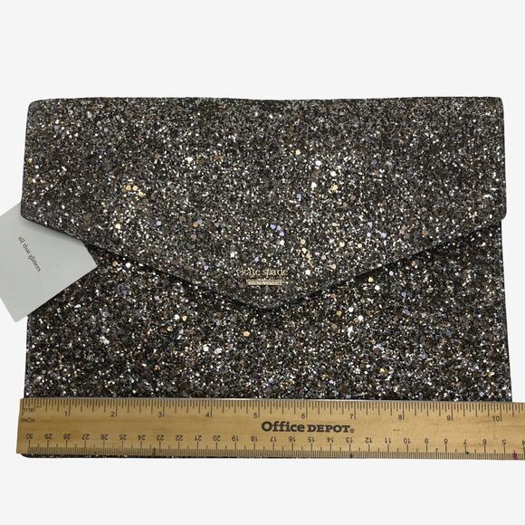 Kate Spade Laurel Way All That Glitters Envelope Clutch Gold Glitter NWT - Picture 14 of 16